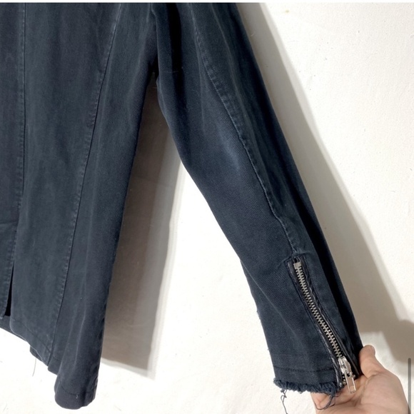 Urban Black Canvas Zip Up Pea Coat L - Picture 11 of 14